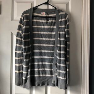 gray and white striped mossimo cardigan